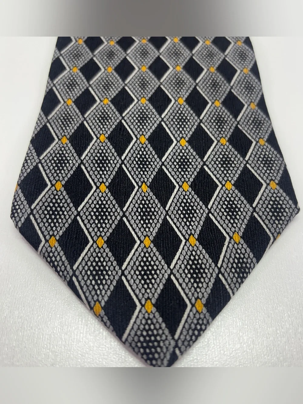 Vintage 90s Louis Feraud Silk Geometric Wide Tie Made in USA
